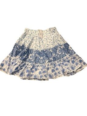 Simply Southern Blue and White Tiered Floral Skirt